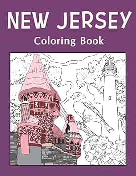 New jersey coloring book adult coloring pages painting on usa states landmarks and iconic funny stress relief pictures gifts for new jersey tourist publishing paperland books