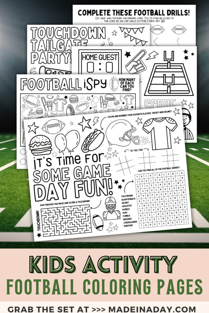 Football coloring pages printable placemats made in a day