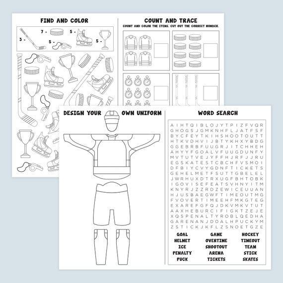 Hockey activity pages hockey coloring pages digital printable instant download