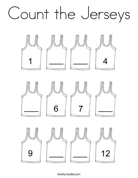 Count the jerseys coloring page