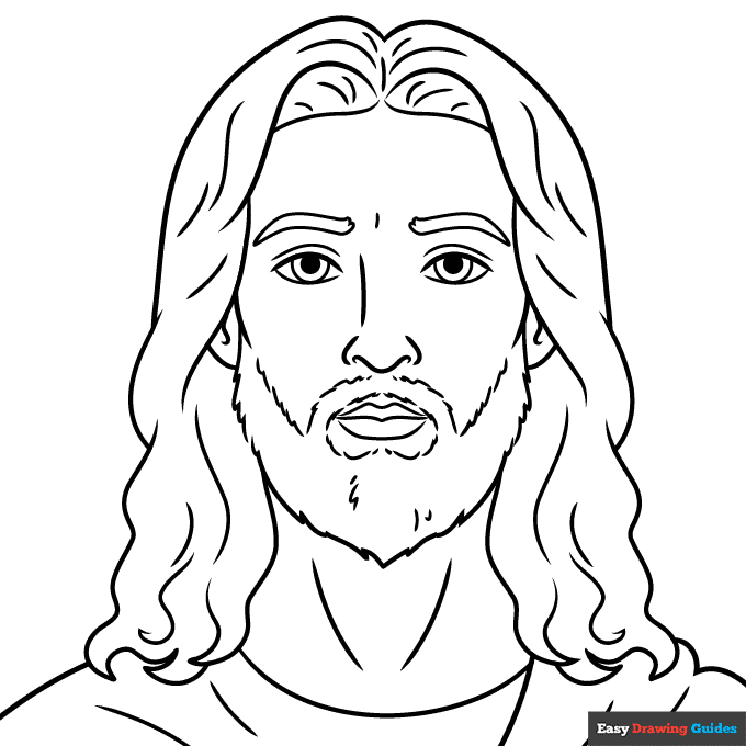 Jesus face coloring page easy drawing guides