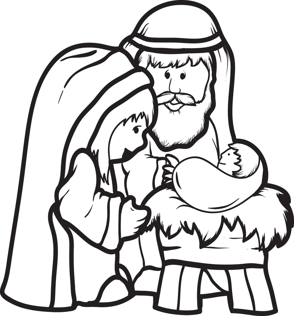 Printable mary joseph baby jesus coloring page for kids â