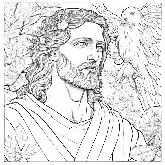 Jesus christ coloring pages for adults bible artwork for instant download and print mp x px resolution relax and paint