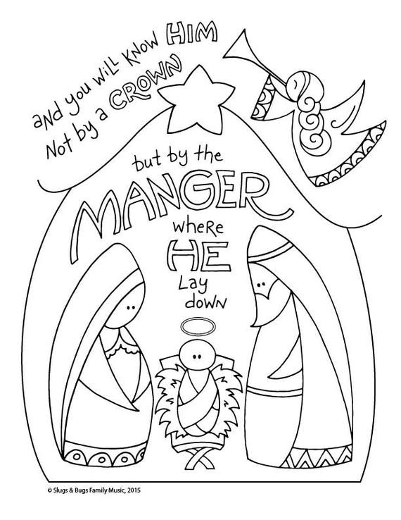 And you will know him baby jesus christmas coloring page kids holiday slugs and bugs printable download pdf