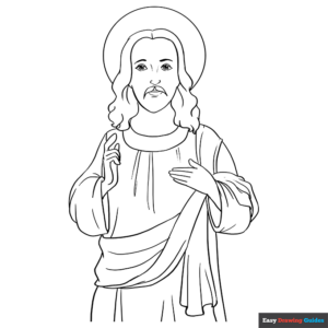 Jesus coloring page easy drawing guides