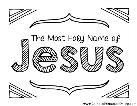 Most holy name of jesus coloring page printable set