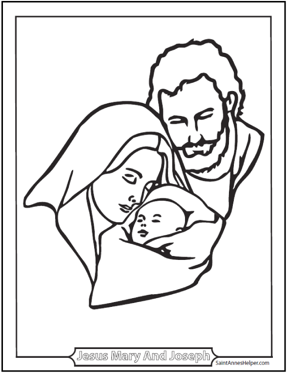 Joseph mary and jesus coloring page âïâï catholic coloring pages