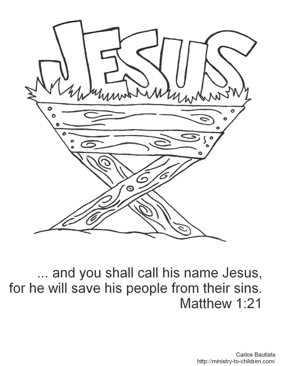 Jesus in manger coloring page