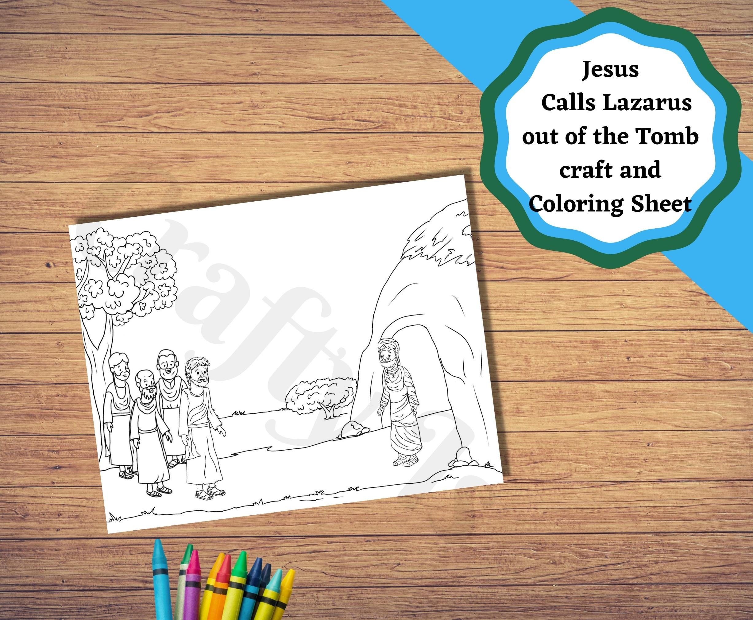 Printable jesus calling lazarus from the tomb craft sunday school craft