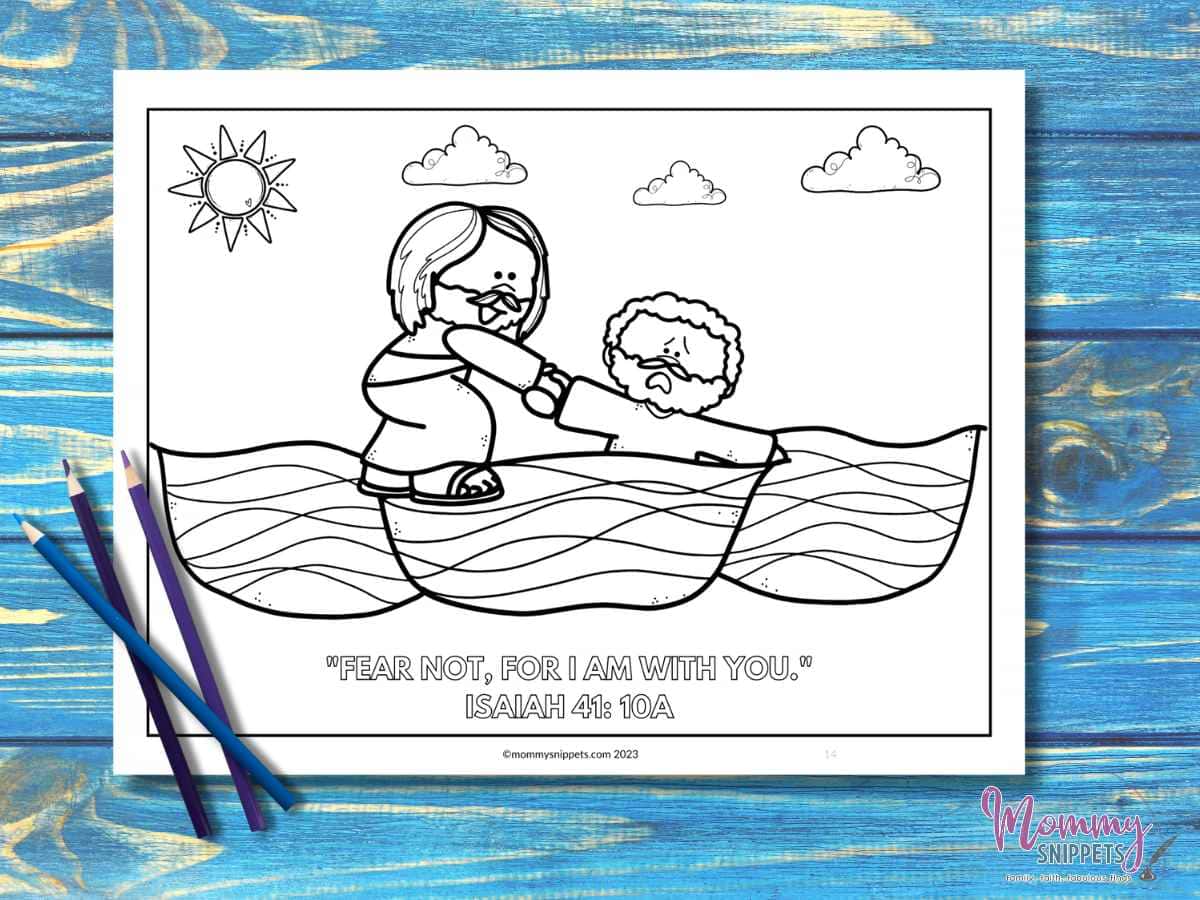 Free printable jesus walks on water coloring pages