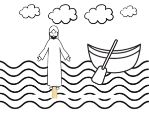 Jesus walks on water craft for kids printable template