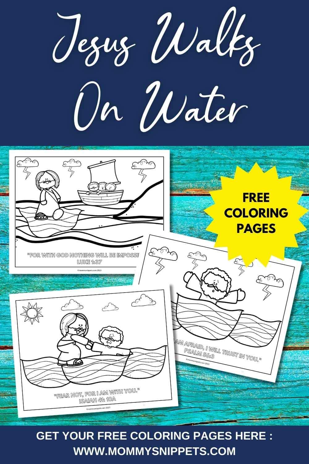 Free printable jesus walks on water coloring pages