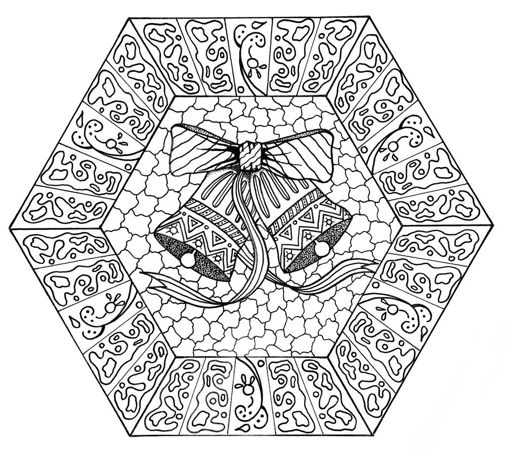 Jingle bells mandala coloring page