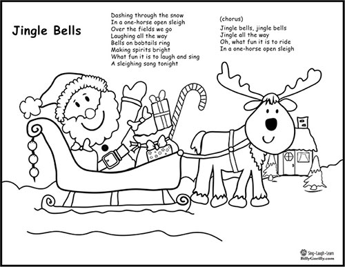 Jingle bells coloring page with lyrics