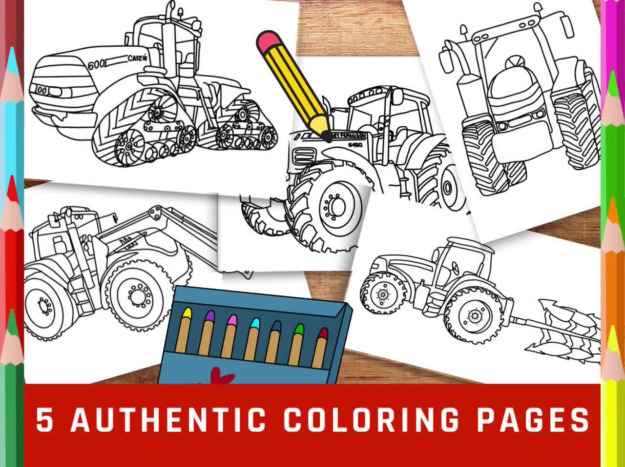 Real tractors coloring pages agriculture coloring book for kids instant digital download printable