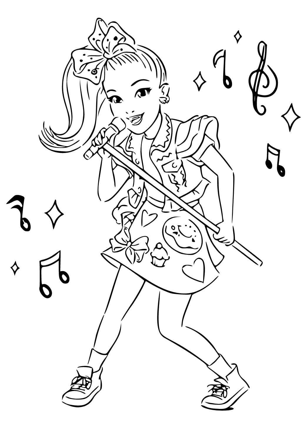 Free printable jojo siwa song coloring page sheet and picture for adults and kids girls and boys