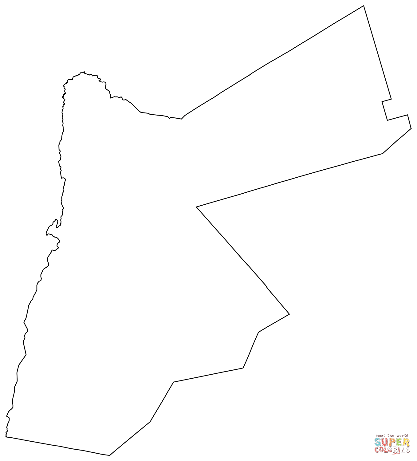 Outline map of jordan coloring page free printable coloring pages