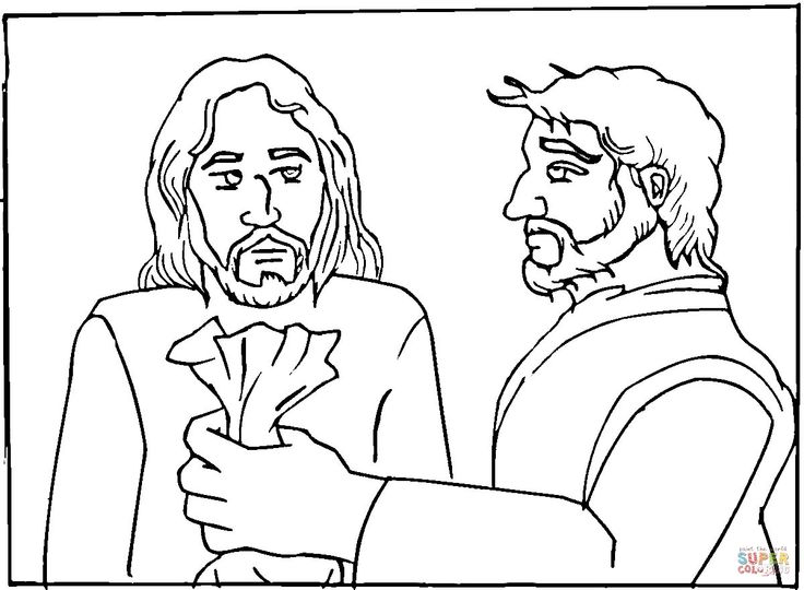 Judas betrayed jesus for pieces of silver super coloring jesus coloring pages bible coloring childrens church crafts