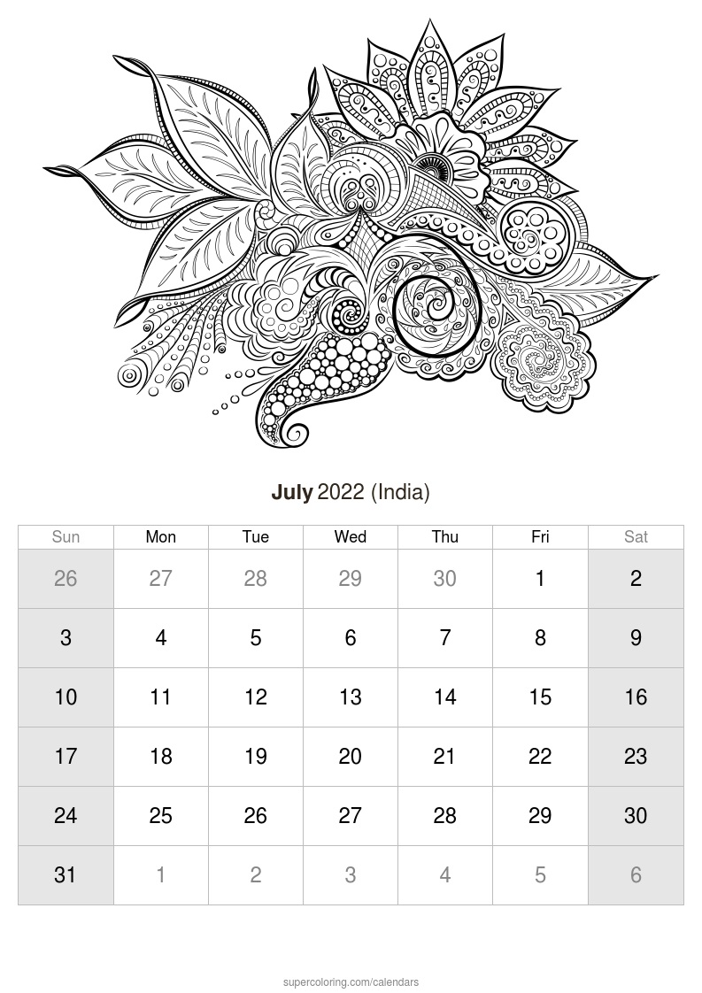 July calendar