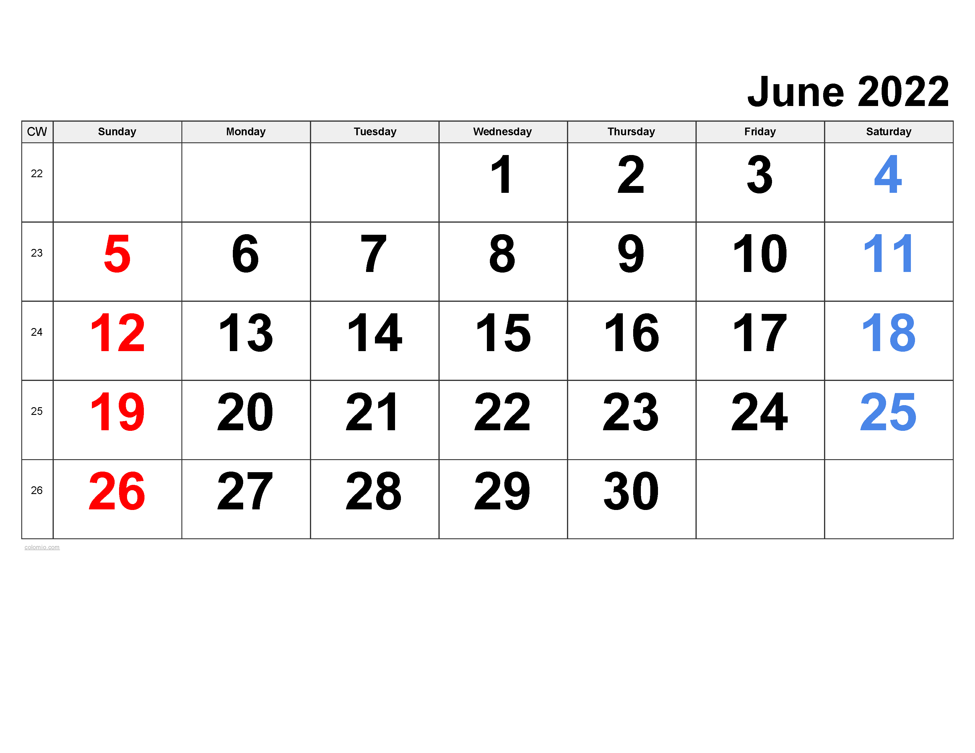 June calendar free printable pdf xls and png