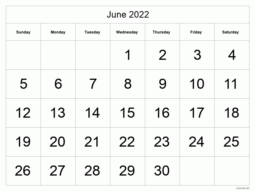 Printable june calendar