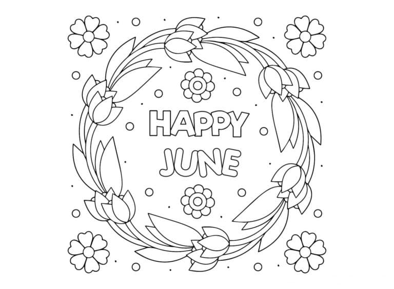 Happy june coloring page