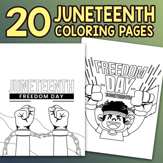 Best value juneteenth coloring book instant download freedom day celebration for kids inspiring emancipation day pictures to color