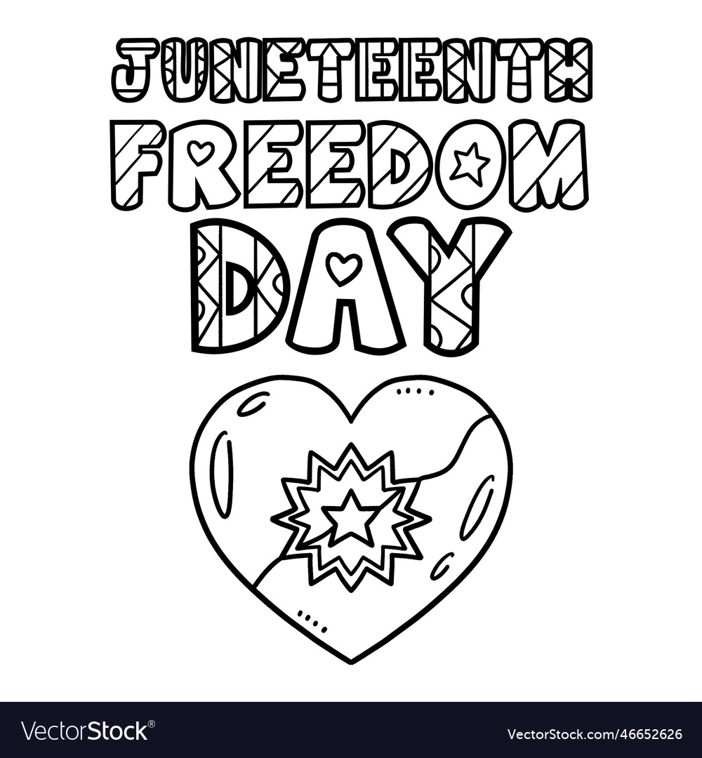 Juneteenth freedom day isolated coloring page vector image