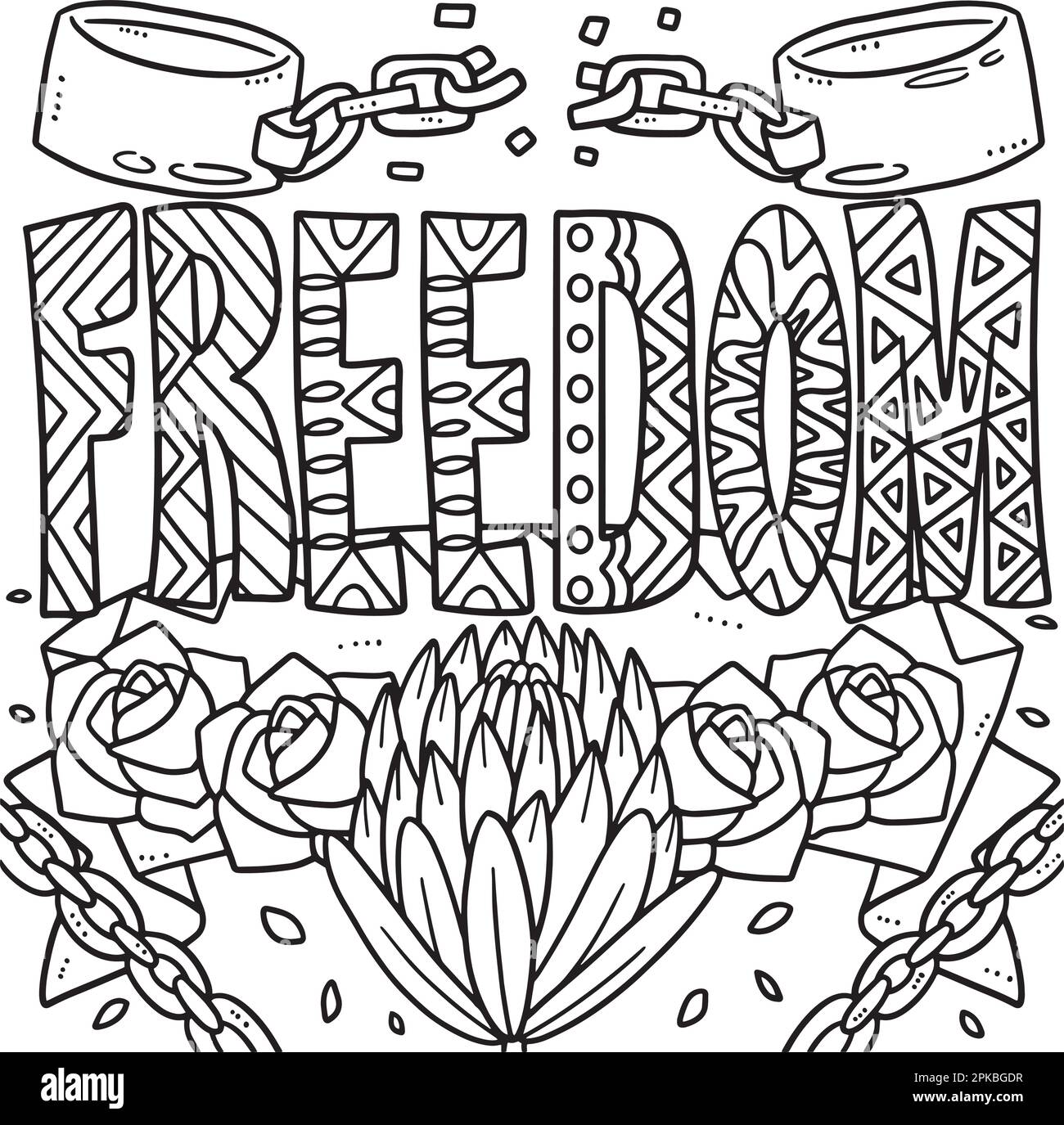 Juneteenth freedom coloring page for kids stock vector image art