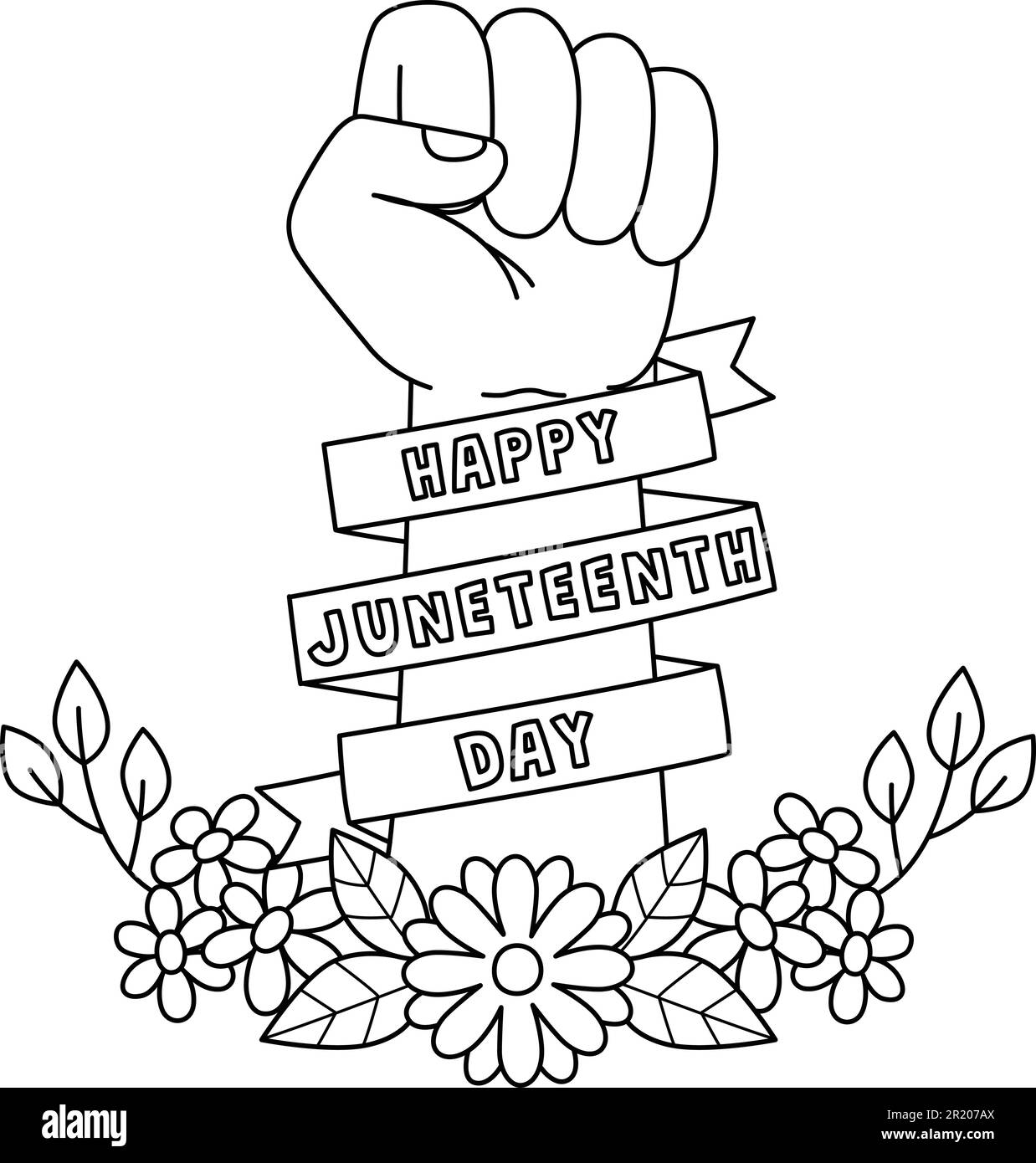 Happy juneteenth day isolated coloring page stock vector image art