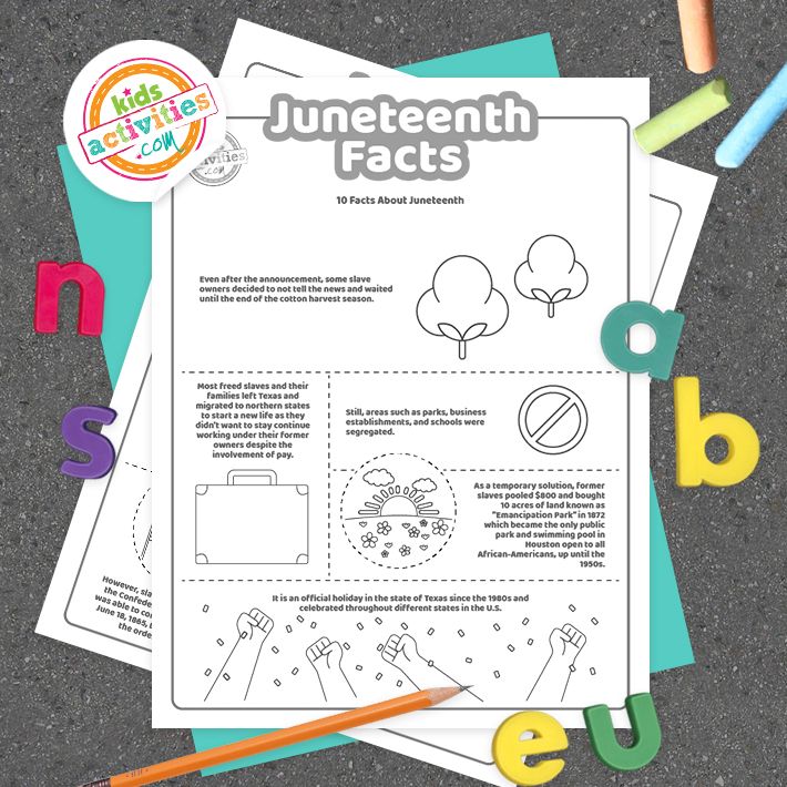 Printable juneteenth facts coloring pages for kids kids activities blog