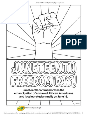 Juneteenth freedom day coloring page pdf