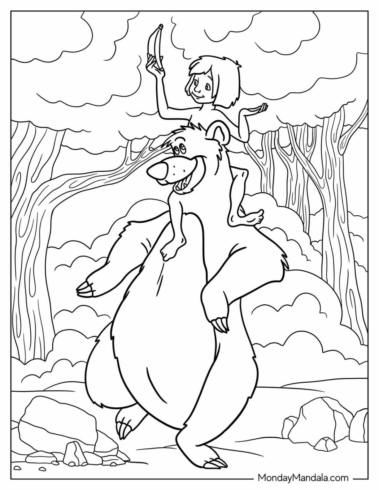 Jungle book coloring pages free pdf printable
