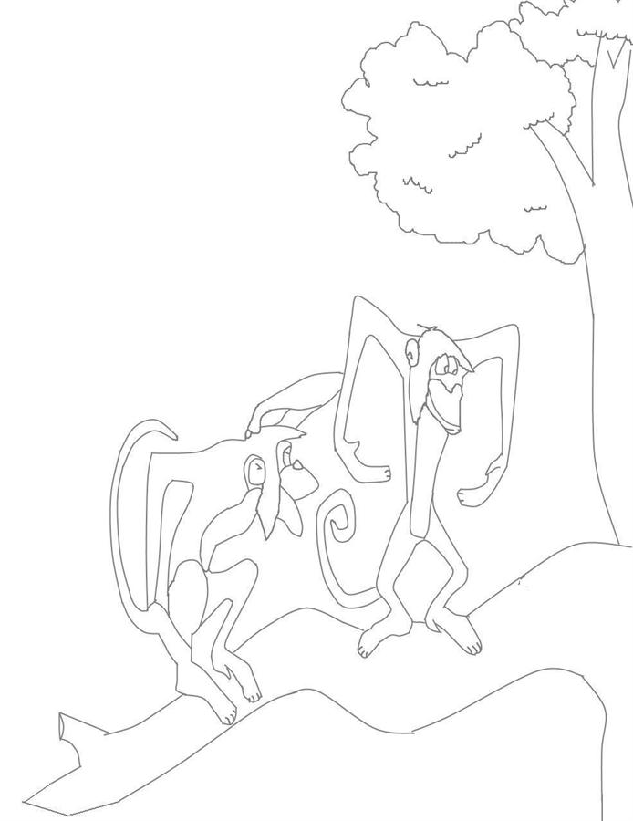 Monkeys coloring printable page for kids