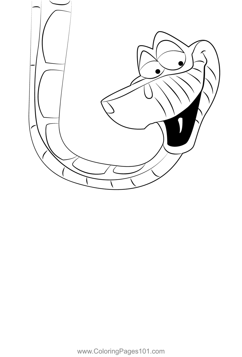 Kaa the indian python coloring page for kids