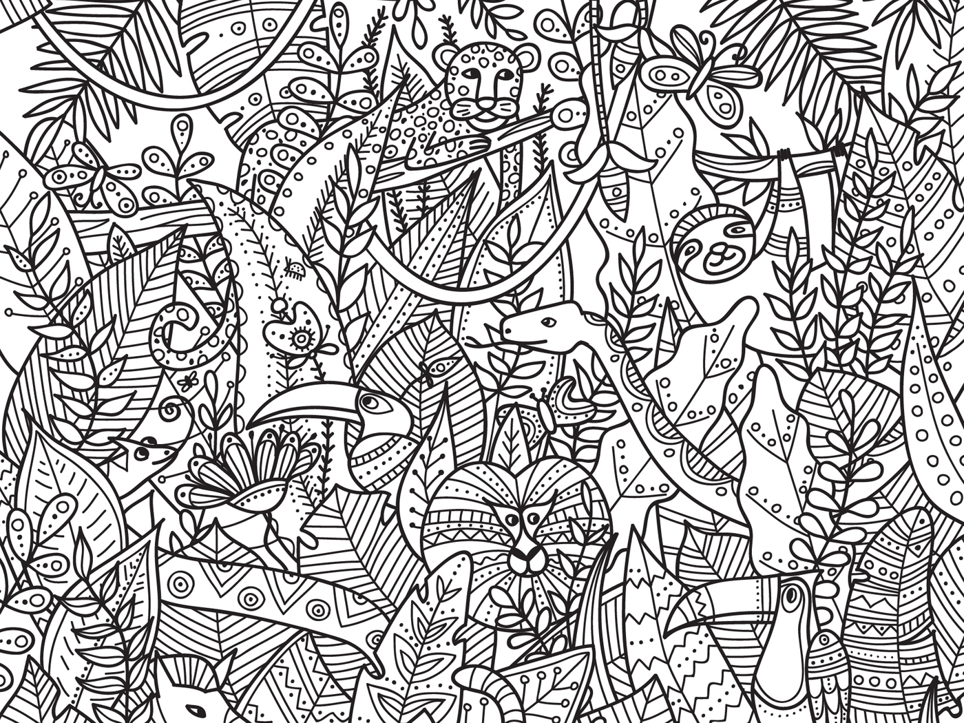 Jungle coloring page by yuliia bahniuk on