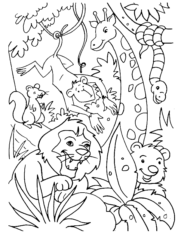 Jungle coloring pages printable for free download