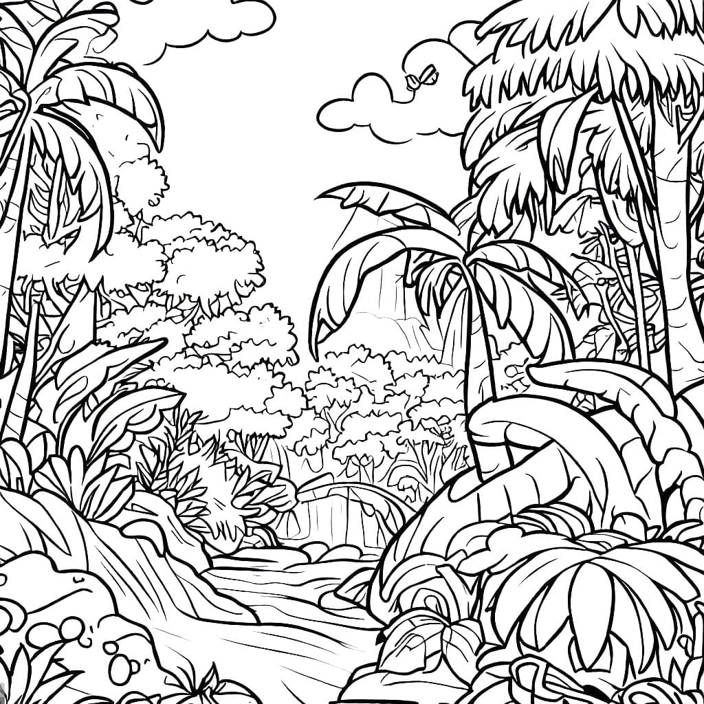 Free printable jungle coloring page