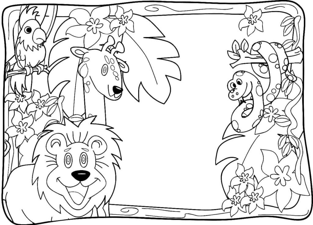 Jungle animals free image coloring page