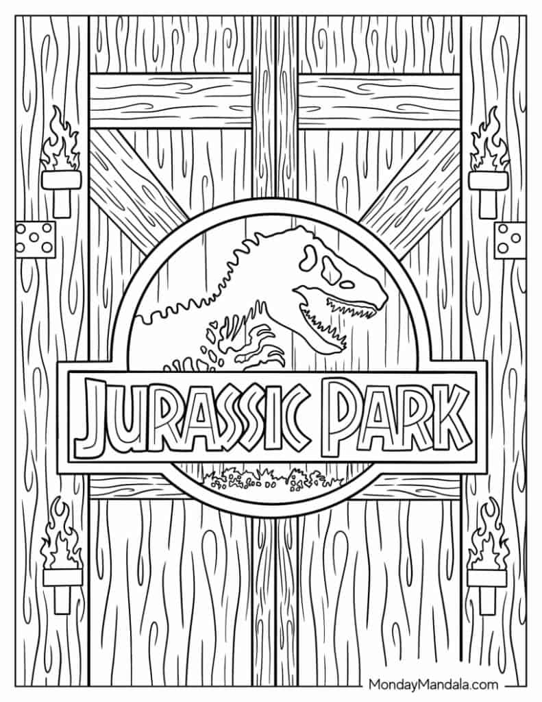 Jurassic park coloring pages free pdf printables