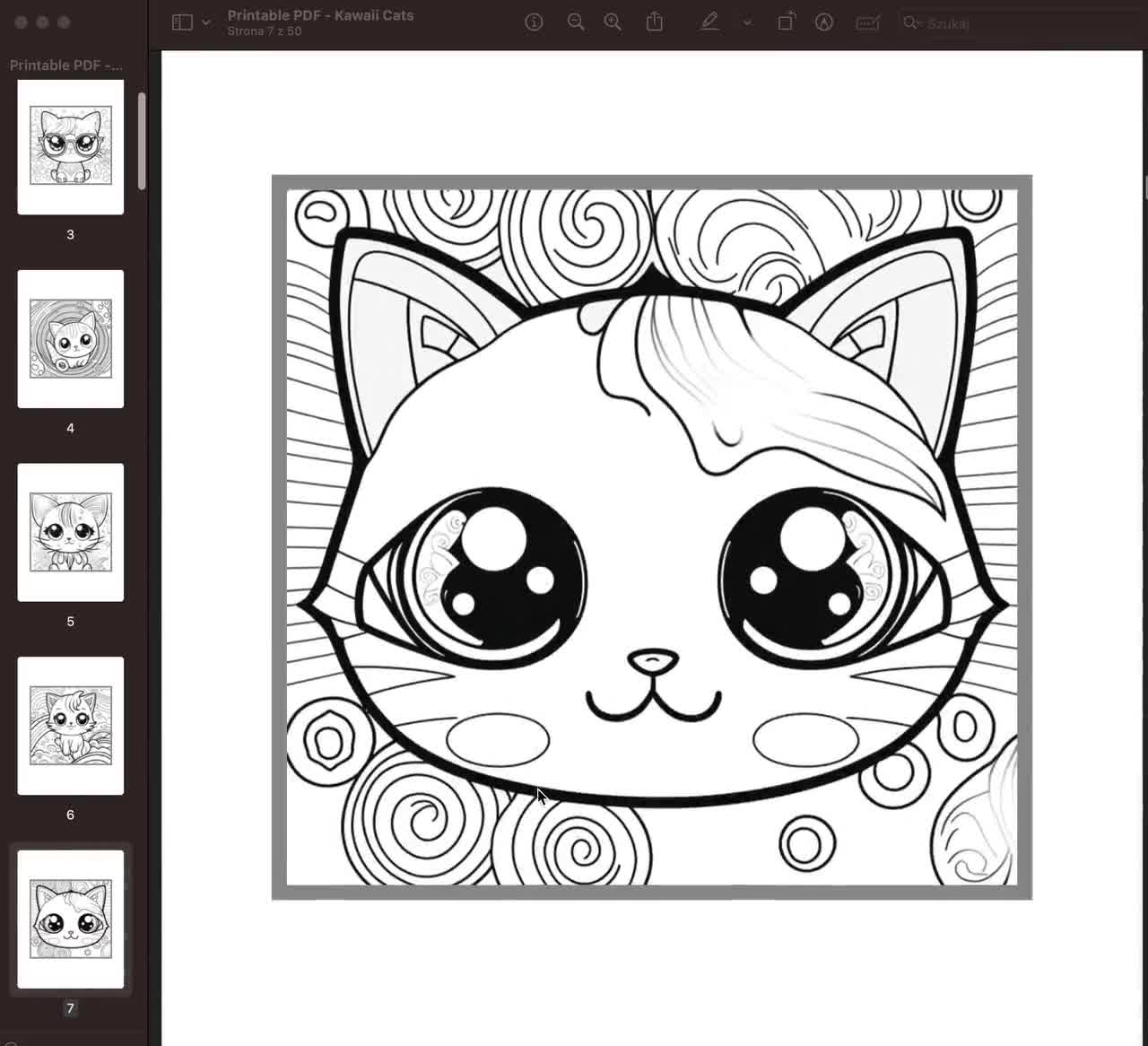 Kdp interior kawaii cat coloring pages x printable pdf kids cats colouring book mercial use activity book