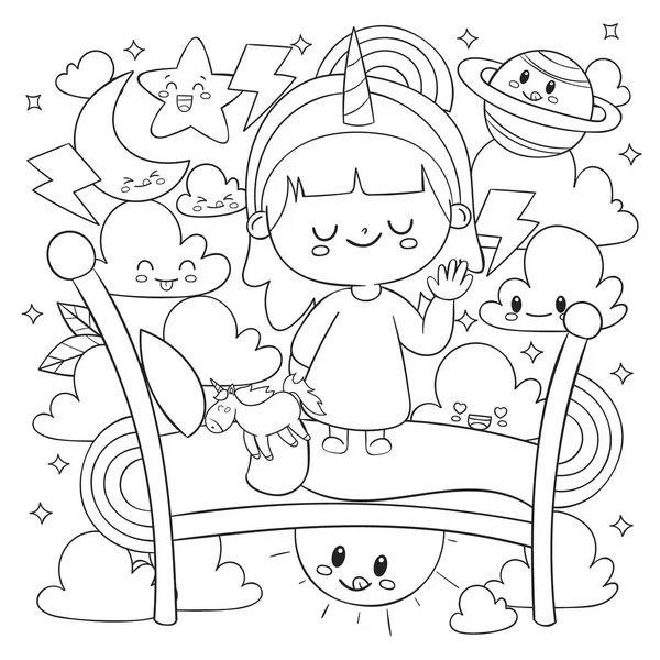 Kawaii coloring book vector images