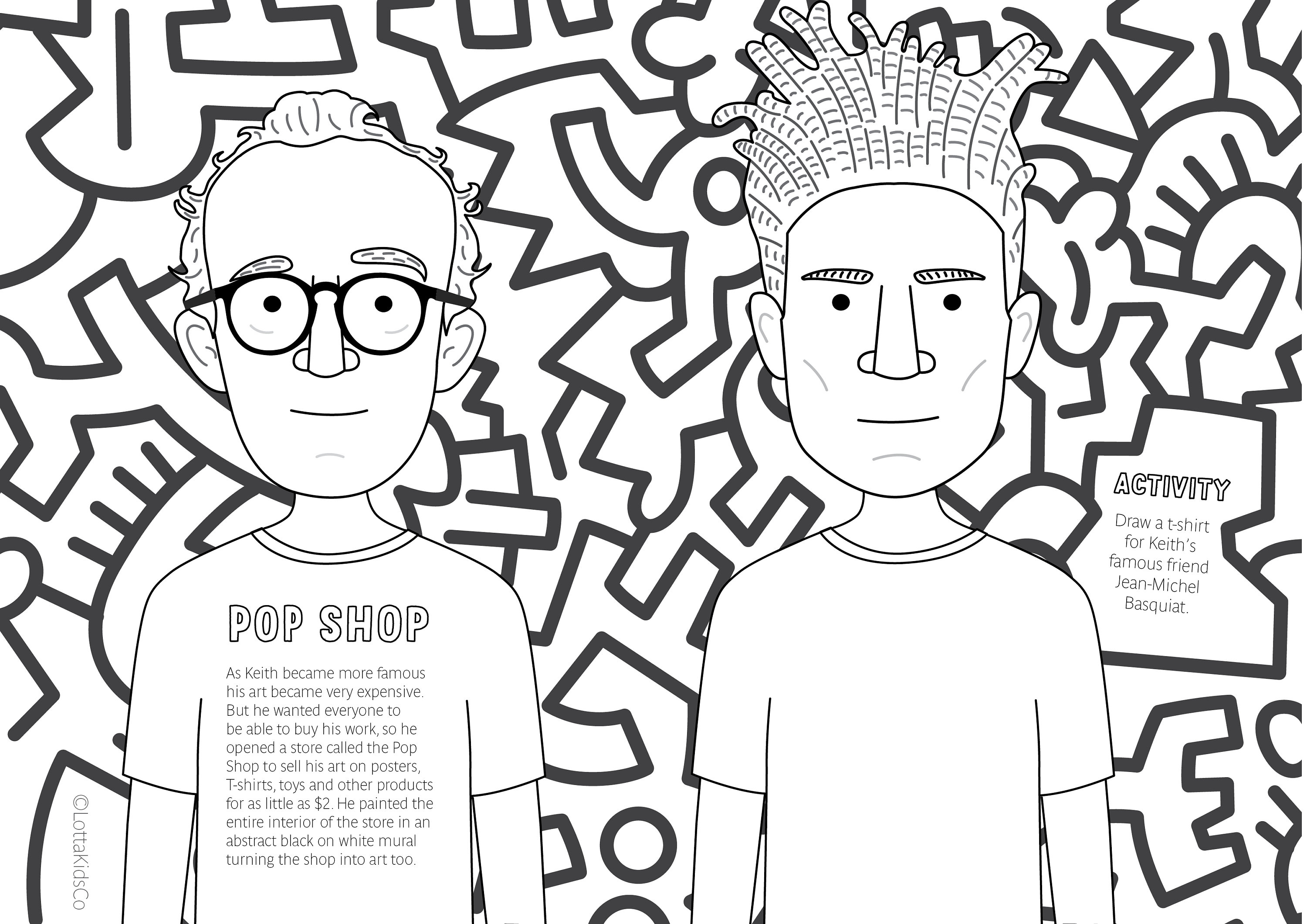 Printable keith haring activity book biography drawing activities coloring