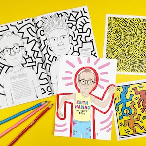 Printable keith haring activity book biography drawing activities coloring download now