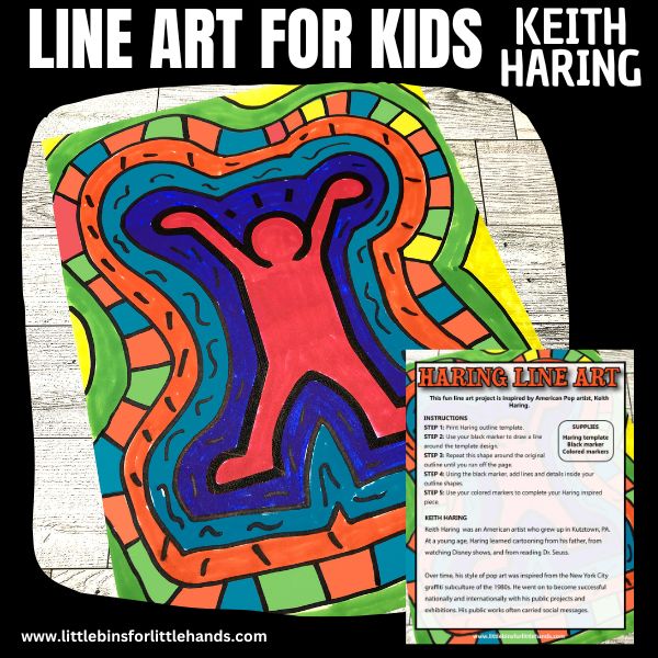 Line art for kids with keith haring little bins for little hands