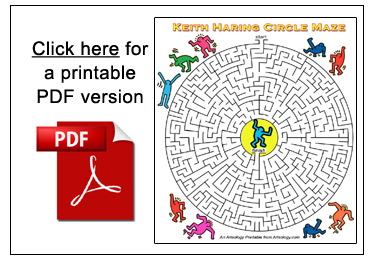 The keith haring circle maze print and play art games for kids maze featuring art by keith haring