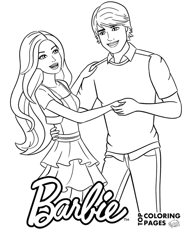 Barbie and ken coloring page sheet