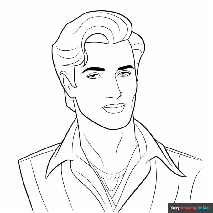 Handsome ken coloring page easy drawing guides