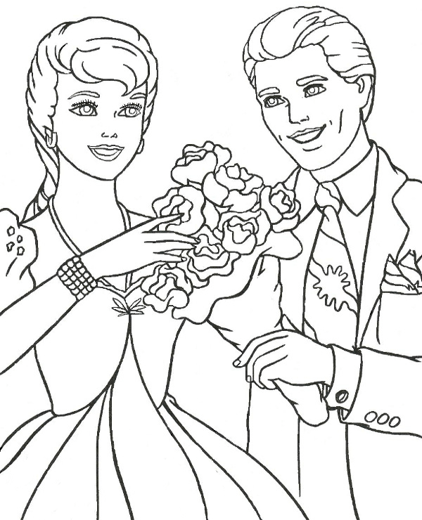 Free barbie and ken coloring page