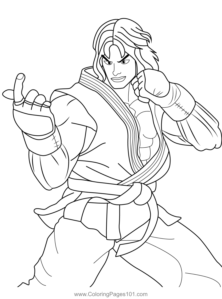 Ken masters street fighter coloring page for kids